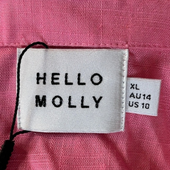 NWT Hello Molly size XL STYLE ME YOUR WAY SHIRT DRESS PINK Linen blend balloon - Picture 15 of 16
